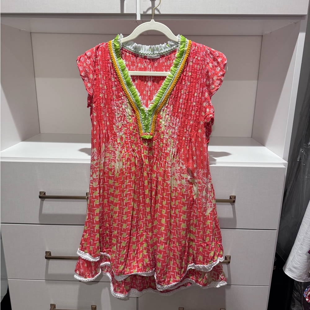 Poupette St Barth Sasha mini dress in the Pink Exotic Forest pattern